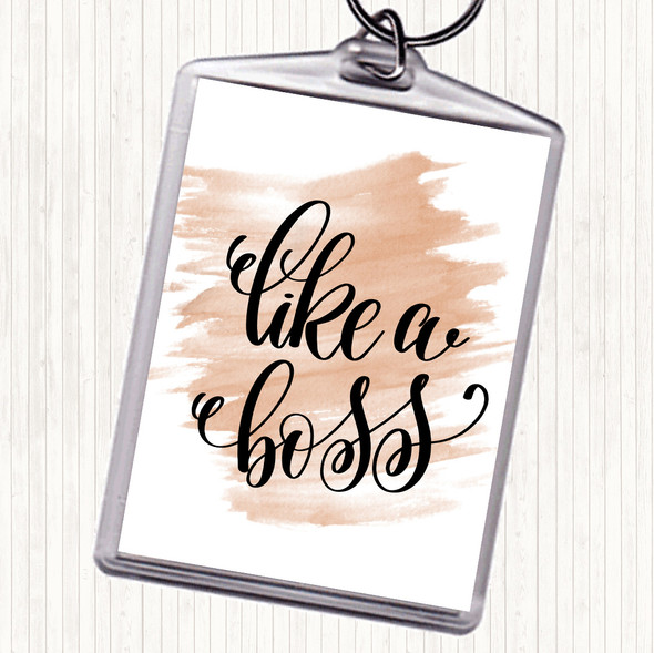 Watercolour Like A Boss Swirl Quote Bag Tag Keychain Keyring
