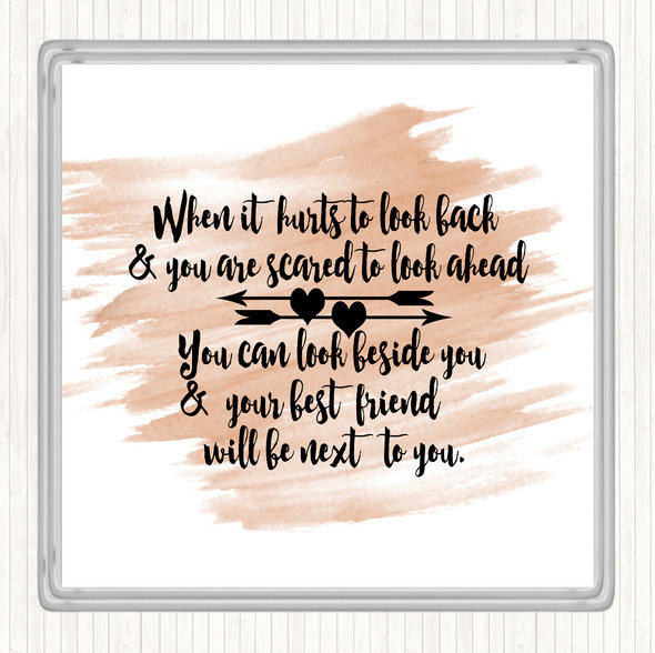 Watercolour Looking Ahead Quote Drinks Mat Coaster