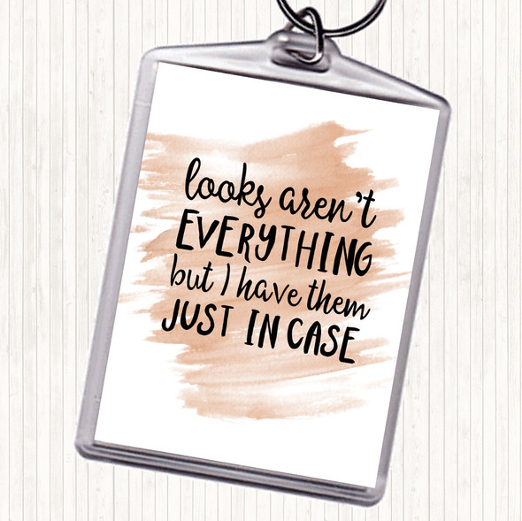 Watercolour Looks Aren't Everything Quote Bag Tag Keychain Keyring