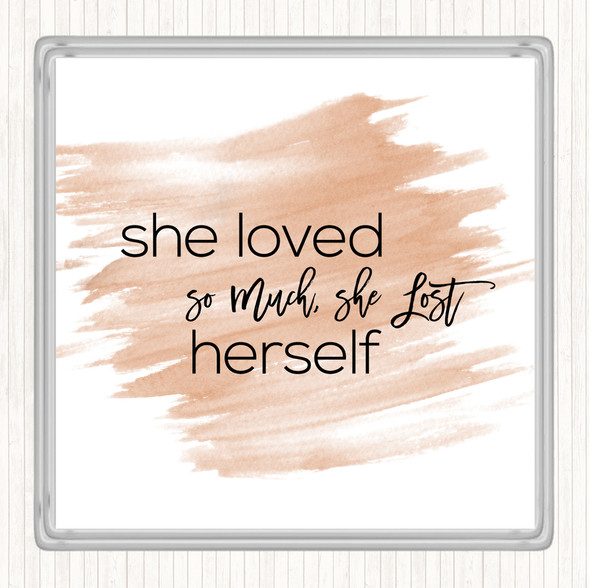Watercolour Lost Herself Quote Drinks Mat Coaster