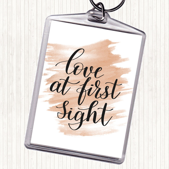 Watercolour Love At First Sight Quote Bag Tag Keychain Keyring