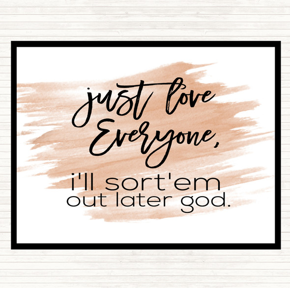 Watercolour Love Everyone Quote Dinner Table Placemat