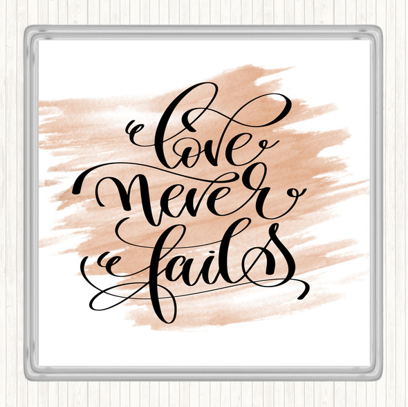 Watercolour Love Fail Quote Drinks Mat Coaster