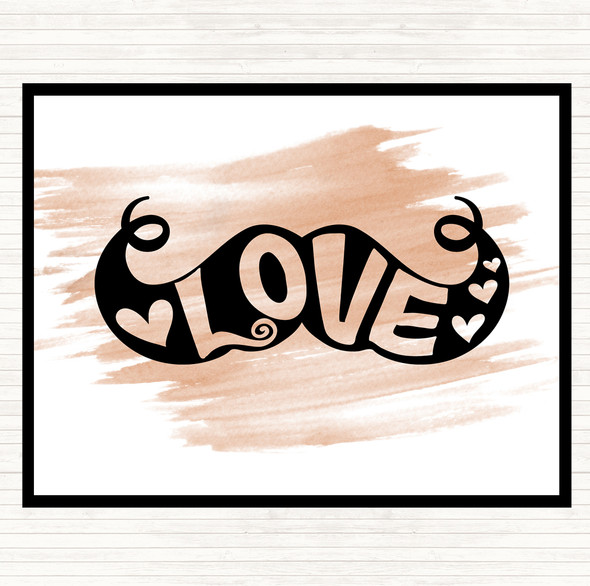 Watercolour Love Mustache Quote Dinner Table Placemat