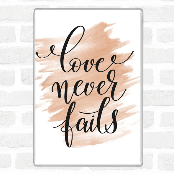 Watercolour Love Never Fails Quote Jumbo Fridge Magnet