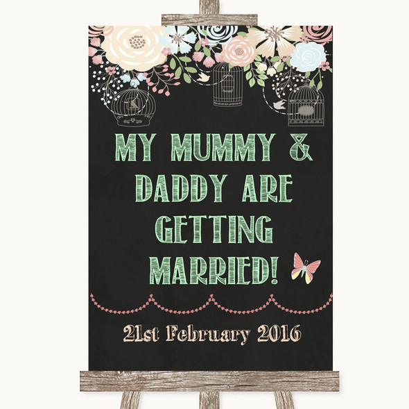 Shabby Chic Chalk Mummy Daddy Getting Married Personalised Wedding Sign