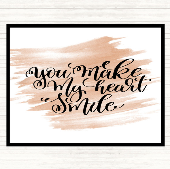 Watercolour Make My Heart Smile Quote Dinner Table Placemat