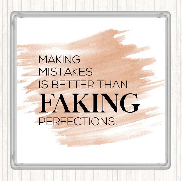 Watercolour Making Mistakes Quote Drinks Mat Coaster