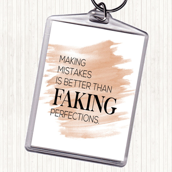 Watercolour Making Mistakes Quote Bag Tag Keychain Keyring