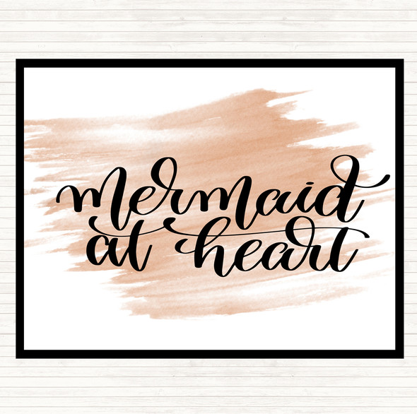 Watercolour Mermaid At Heart Quote Mouse Mat Pad