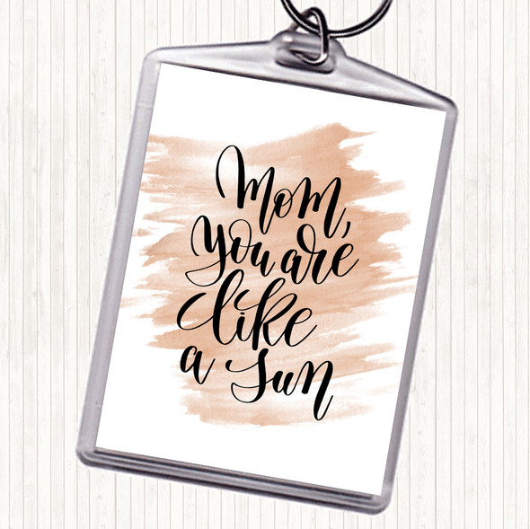 Watercolour Mom Like A Sun Quote Bag Tag Keychain Keyring