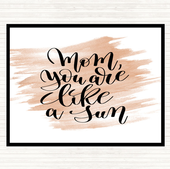 Watercolour Mom Like A Sun Quote Dinner Table Placemat