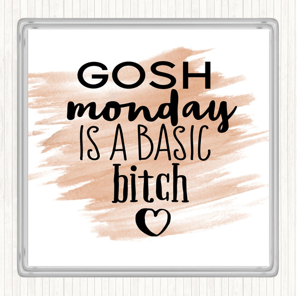 Watercolour Monday Is A Basic Bitch Quote Drinks Mat Coaster