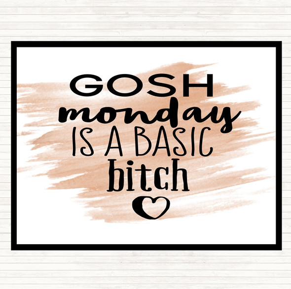 Watercolour Monday Is A Basic Bitch Quote Mouse Mat Pad