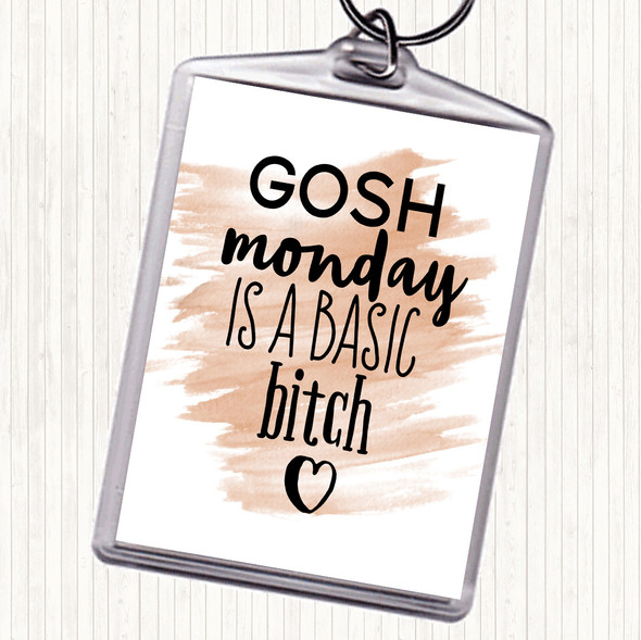 Watercolour Monday Is A Basic Bitch Quote Bag Tag Keychain Keyring