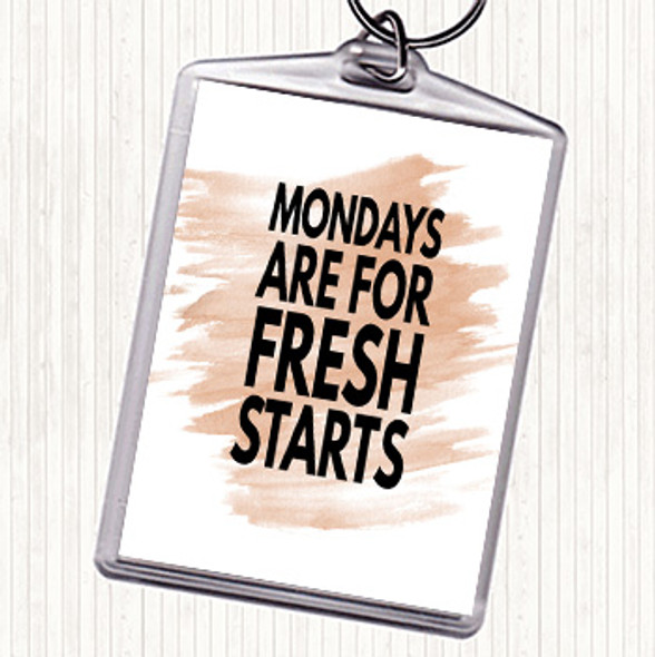 Watercolour Mondays Are Fresh Starts Quote Bag Tag Keychain Keyring