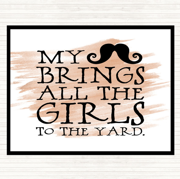 Watercolour Mustache Brings Girls To The Yard Quote Mouse Mat Pad