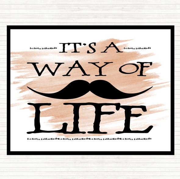 Watercolour Mustache Its A Way Of Life Quote Mouse Mat Pad