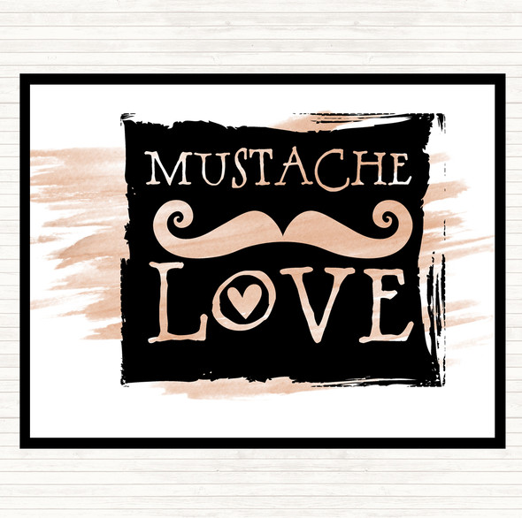 Watercolour Mustache Love Quote Mouse Mat Pad