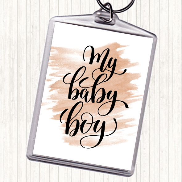 Watercolour My Baby Boy Quote Bag Tag Keychain Keyring