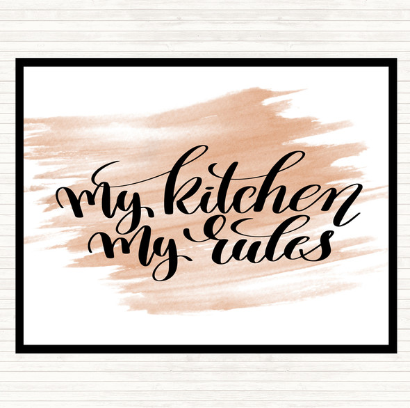 Watercolour My Kitchen My Rules Quote Mouse Mat Pad