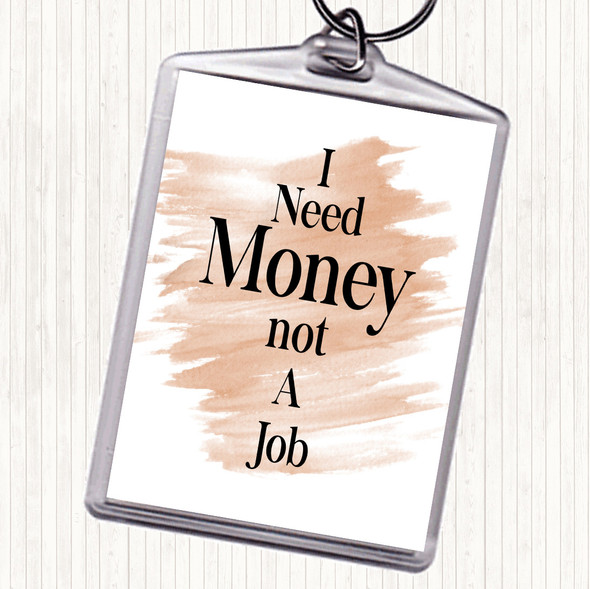 Watercolour Need Money Quote Bag Tag Keychain Keyring