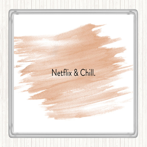 Watercolour Netflix And Chill Quote Drinks Mat Coaster