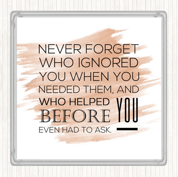 Watercolour Never Forget Quote Drinks Mat Coaster