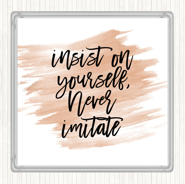 Watercolour Never Imitate Quote Drinks Mat Coaster