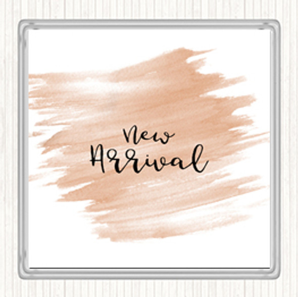 Watercolour New Arrival Quote Drinks Mat Coaster