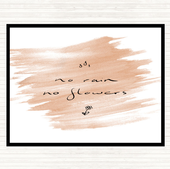 Watercolour No Rain No Flowers Quote Mouse Mat Pad