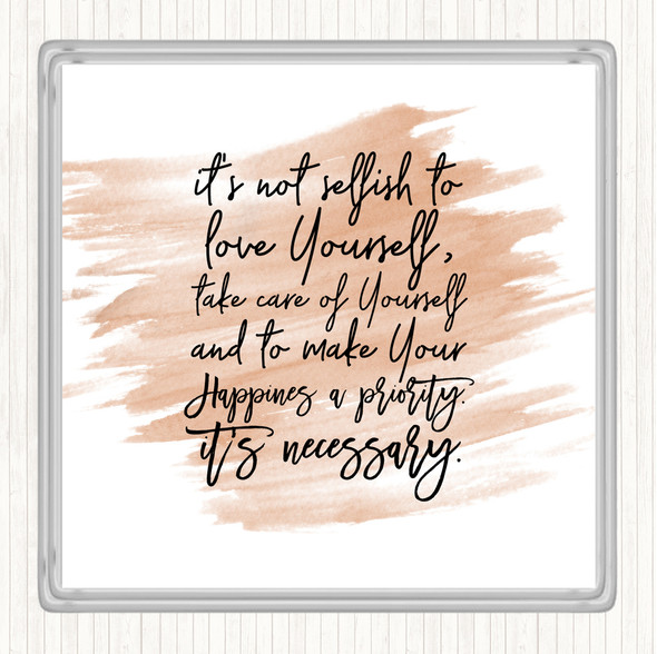 Watercolour Not Selfish Quote Drinks Mat Coaster