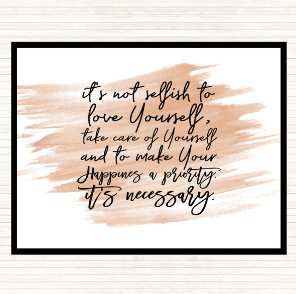 Watercolour Not Selfish Quote Dinner Table Placemat