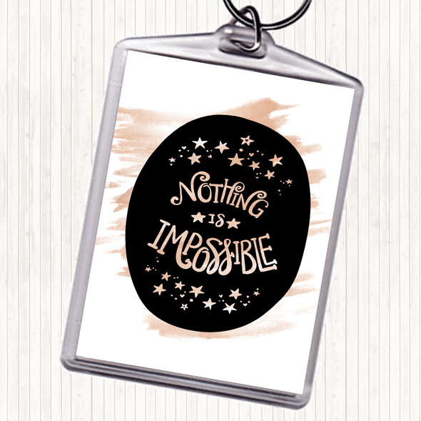Watercolour Nothing Impossible Unicorn Quote Bag Tag Keychain Keyring