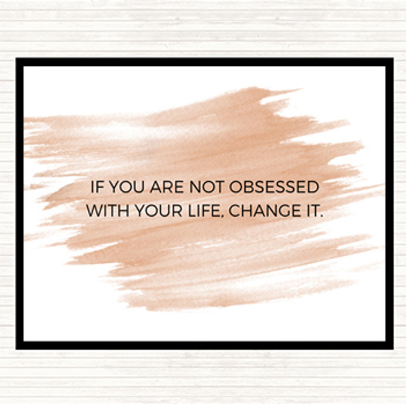 Watercolour Obsessed With Life Quote Mouse Mat Pad