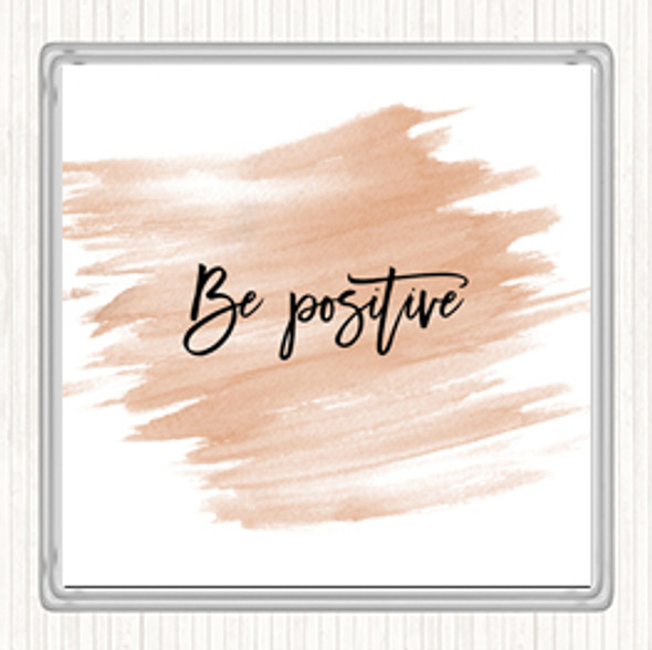 Watercolour Be Positive Quote Drinks Mat Coaster