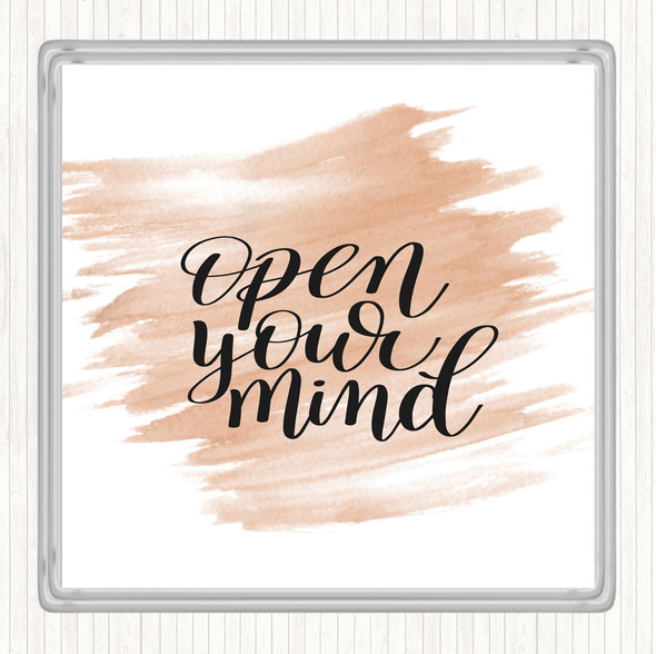 Watercolour Open Mind Quote Drinks Mat Coaster