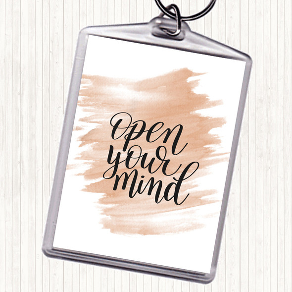 Watercolour Open Mind Quote Bag Tag Keychain Keyring