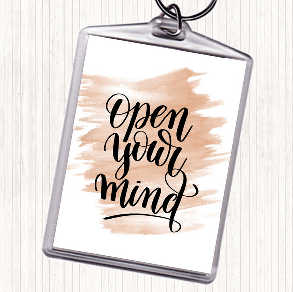 Watercolour Open Your Mind Quote Bag Tag Keychain Keyring