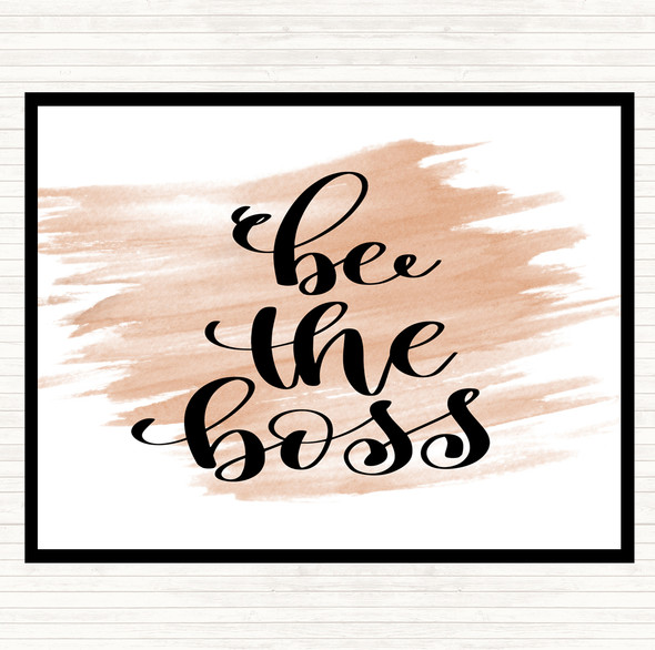 Watercolour Be The Boss Quote Mouse Mat Pad