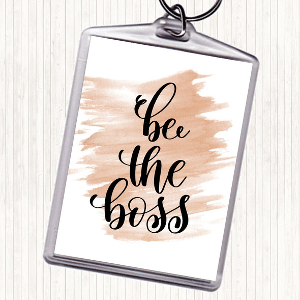 Watercolour Be The Boss Quote Bag Tag Keychain Keyring