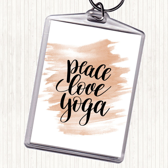 Watercolour Peace Love Yoga Quote Bag Tag Keychain Keyring