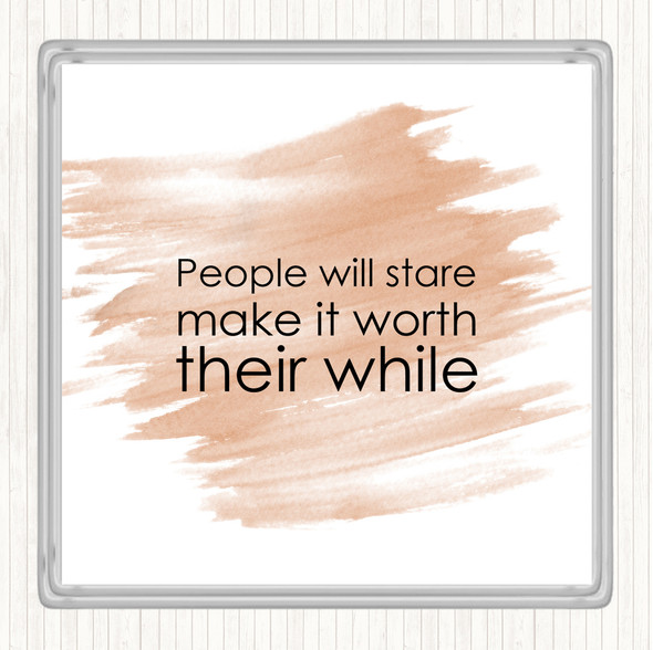 Watercolour People Stare Quote Drinks Mat Coaster