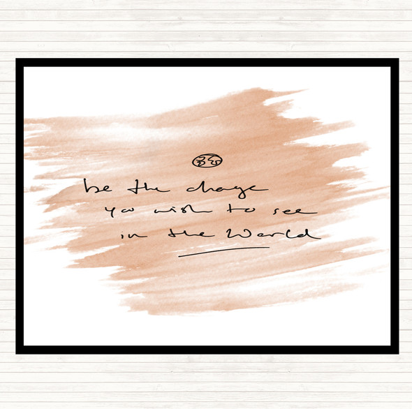 Watercolour Be The Change Quote Dinner Table Placemat