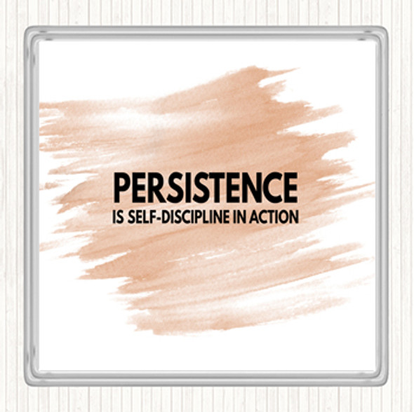 Watercolour Persistence Is Self Discipline In Action Quote Drinks Mat Coaster