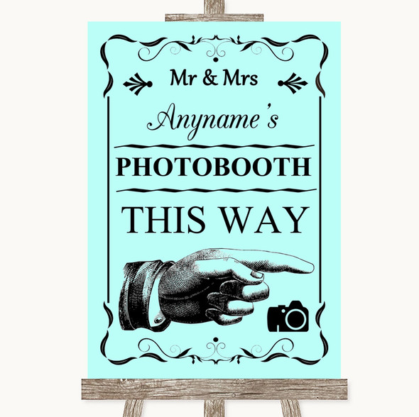 Aqua Photobooth This Way Right Personalised Wedding Sign