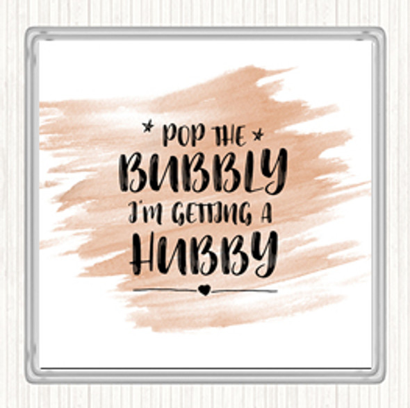 Watercolour Pop The Bubbly Quote Drinks Mat Coaster