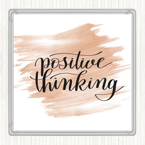 Watercolour Positive Thinking Quote Drinks Mat Coaster