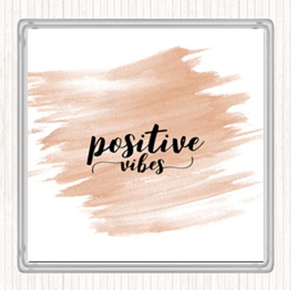 Watercolour Positive Vibes Quote Drinks Mat Coaster