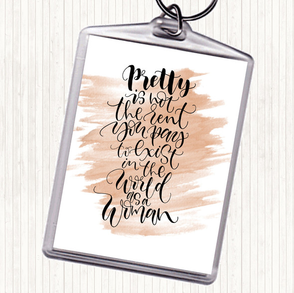 Watercolour Pretty Woman Quote Bag Tag Keychain Keyring